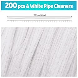 Iooleem 200pcs White Pipe Cleaners, Chenille