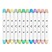 Art-n-Fly Professional Brush Tip Markers Set of 12 Pastel Colored Manga Markers for Drawing Sketching Illustration - Tones of Blue Purple Green Pink Brown Orange Yellow Gray