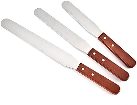 Icing Spatula Set - Yamoo 3 Pieces Straight Stainless Steel Cake Decorating Frosting Spatulas with Wooden Handle (6"-8"-10" Blade)