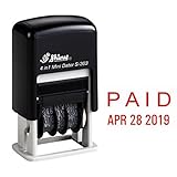 Shiny Self Inking Rubber Date Stamp, PAID, Red Ink (S-303)