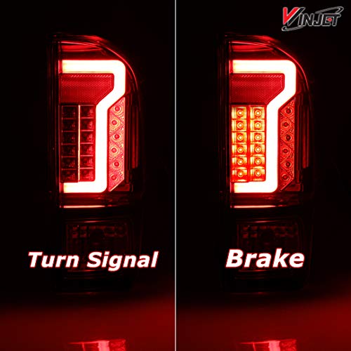 Winjet WJ20-0466-16 Taillights Lamps Replacement for 2016-2019 Toyota Tacoma Black/Clear LED Tail Lights Glow Bar Running Brake