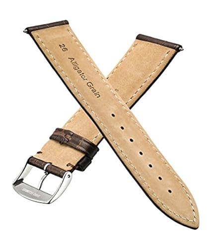 ALPINE Genuine alligator grain stitched leather watch band (fits