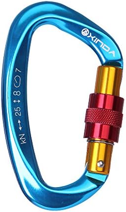 Locking Carabiner Clips, 25KN Rock Climbing Carabiner D-Shaped Hot-Forged Magnalium Locking Climbing Hook Holds 5511lbs with Screwgate Clip Climber Hiking Carabiner Outdoor Sport Tools CE Certified
