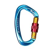 Fding 25KN Rock Climbing Carabiner, D-Shaped Hot-Forged Magnalium Locking Climbing Hook Holds 5511lbs with Screwgate Clip Climber Hiking Karabiner Outdoor Sport Tools CE Certified