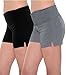 Fold-Over Waistband Stretchy Cotton-Blend Yoga Shorts