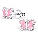 925 Sterling Silver Set of 3 Pairs Pink Unicorn, Pink Butterfly, Pink Owl Stud Earrings (Nickel Free)