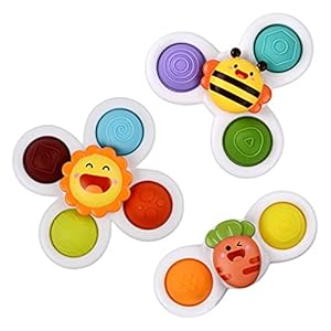 Outgeek Suction Cup Spinner Toys: 3PCS Kids Spinning Top Toys Baby Dimple Toy Sensory Toys Fidget Spinners Suction Cup…