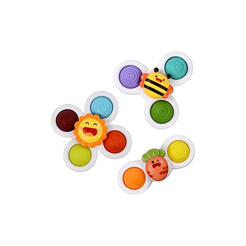 Outgeek Suction Cup Spinner Toys: 3PCS Kids Spinning Top Toys Baby Dimple Toy Sensory Toys Fidget Spinners Suction Cup…
