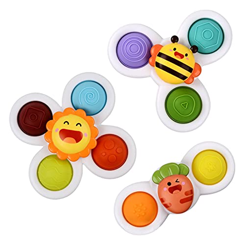 Outgeek Suction Cup Spinner Toys: 3PCS Kids Spinning Top Toys Baby Dimple Toy Sensory Toys Fidget Spinners Suction Cup…