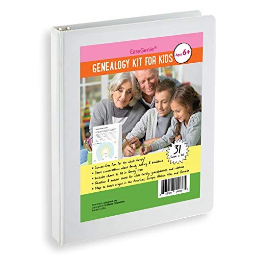 EASYGENIE Genealogy Kit for Kids (31 Sheets) | Screen-Free Activity Pack for Boys and Girls