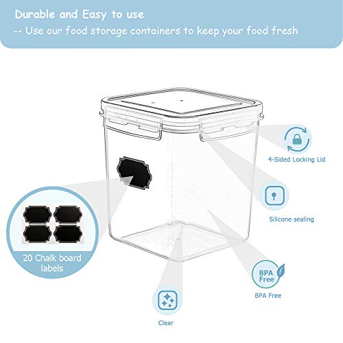 Cereal Container Food Storage Containers, Blingco Set of 8 (2.5L/85oz) Airtight Dry Food Storage Containers with Lids - BPA Free Plastic for Flour, Sugar, Cereal and Pantry Storage Containers - Thumbnail 4