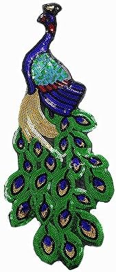 Sequins Peacock DIY Sewing Sequins Patches Applique Clothes/ T-shirt/ Bag/Dress Decorative Patches (Large)