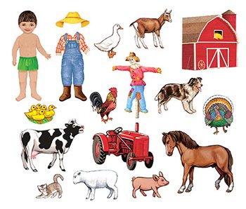 Little Folks Visual LFV25803 My Farm Friends Flannelboard Set, 13" Wide, 14.3" Length, 0.4" Height (18 Pieces per Set)
