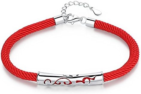 TimeBetter A couple of Red String Bracelet Red Rope 925 Sterling Silver Heart dragon hand woven Korean New Year gift a year of fate (gift packaging) (Female the phoenix dances in nine heavens)