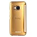 M9 Case, Pasonomi® [Smart Window View] HTC One M9 Folio Wallet Case - Slim Flip Leather Case For HTC One M9 Smartphone (Golden)