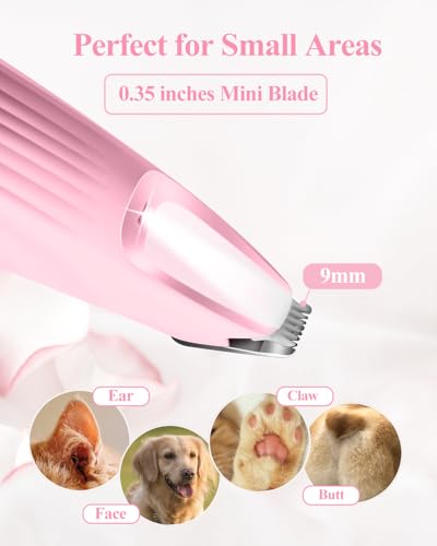 Paw Trimmer for Dogs with LED Light, LOEVERY 9 mm Mini Blade, Intelligent Display, USB Rechargeable Dog Clipper, Dog Paw Trimmer for Paws, Eyes, Face, Ears, Body