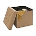 Seville Classics Foldable Tufted Storage Ottoman /w Bin, Oatmeal Beige