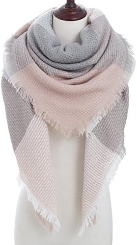 Oversized Blanket Scarf Plaid Shawl Fashion Wrap Chunky Lightweight Warm Soft Tassel