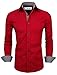 TAM WARE Mens Classic Slim Fit Contrast Inner Long Sleeve Dress Shirts TWNMS314-1-317-WINE-US S