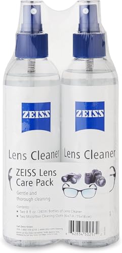 ZEISS LENS CARE PACK – 2X 8OZ STREAK-FREE LENS SPRAY AND MICROFIBER CLOTHS FOR EYEGLASSES AND OPTICS