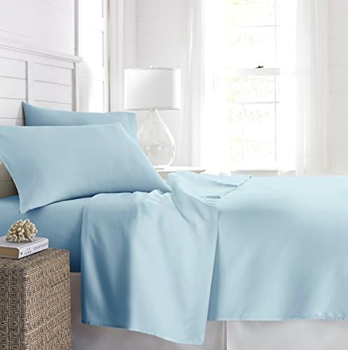 Luxe Boutique Hotel Collection Hypoallergenic Egyptian King Sheet and Pillow Case Set with Deep Pockets, Aqua