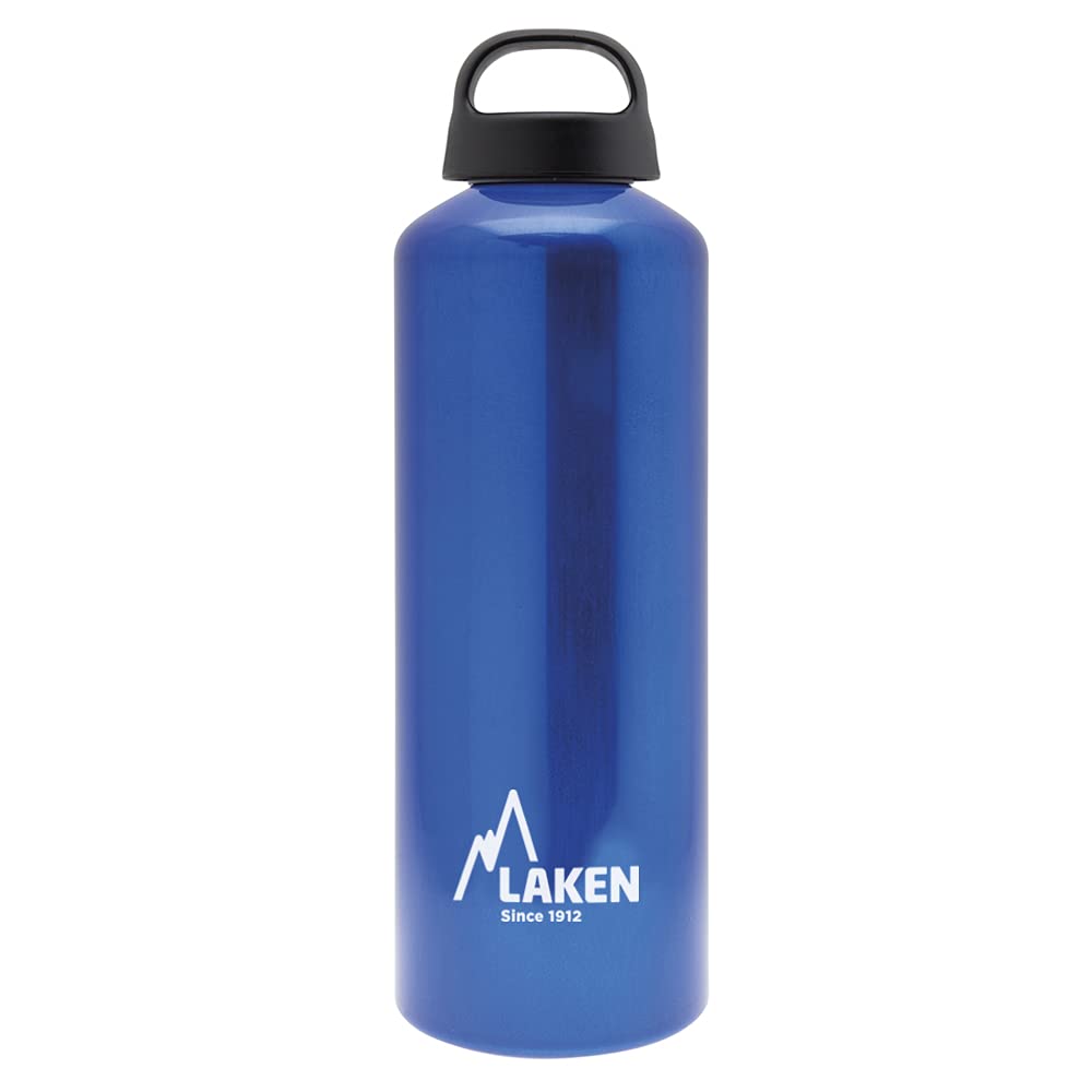 Laken Classic Water Bottle Wide Mouth Screw Cap with Loop - 1 Liter, Blue