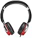 Sentey LS-4232 Phaint Red Headphones with Microphone, Inline Control for Travel, Running, Sports Headset, Audio for Kids, Men, Woman, Strong Bass, Earcups Rotation and Carrying Case Included