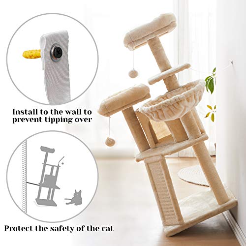 IBUYKE Cat Tree Tower Condo Cat Play Furniture 46.5" with Sisal
