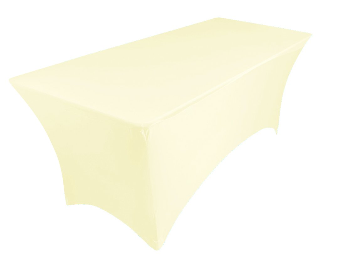 pod linen spandex stretch cover tablecloth for 6ft foot table 183x75x75cm (cream)