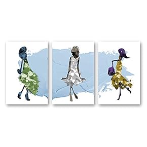 Canvas Wall Art Abstract Elegant People Painting Artwork for Home Prints Framed - 16"x24" x 3 Panels