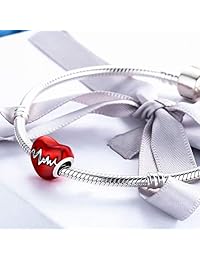 JOMOHO - Abalorio de plata de ley 925 con diseño de corazón con texto en inglés "Love in My Heartbe"