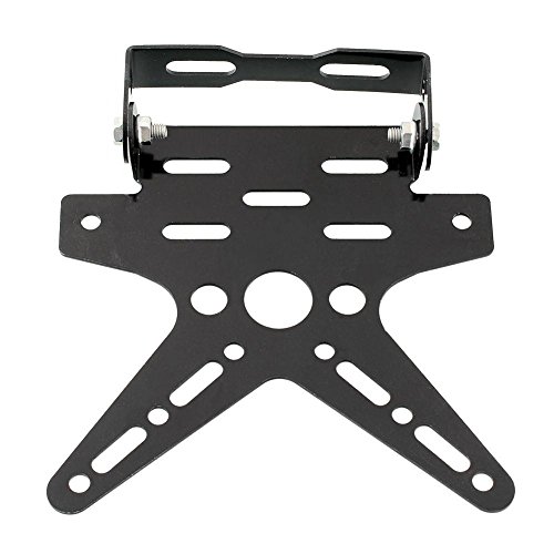 VIGORWORK Adjustable Custom Motorcycle Motor Motorbike Fender Eliminator Sport License Plate Bracket Metal Steel Dirt Bike BLACK