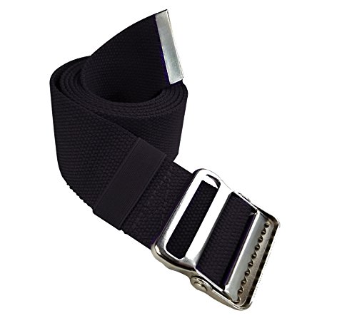 LiftAid Walking Gait Belt and Patient Transfer with Metal Buckle and Belt Loop Holder for Nurse, Caregiver, Physical Therapist (Black, 60")