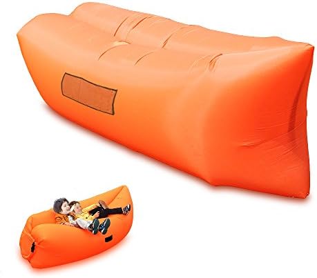 EDOBIL Inflatable Lounger Air Sofa Water Proof & Anti-Air Leaking Couch with Portable Package for Travelling, Camping, Hiking, Pool and Beach Parties(Orange Sofa)