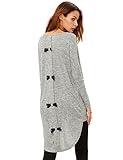 Verdusa Women's Casual Long Sleeve Knit Bow Back High Low T-shirt Blouse Top