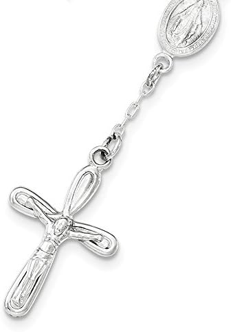 Sterling Silver Polished Single Decade Rosary Bracelet,7.5