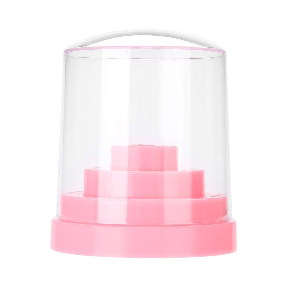Sonew 48 Holes Nail Drill Bits Holder, Nail Art Plastic Drill Stand for Nail Art Drill Bit Organizer Box Holder(Pink)