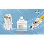 RJ45-Cat6-Pass-Through-Connectors-Pack-of-50Jar-EZ-Crimp-Connector-UTP-Network-Unshielded-Plug-for-Twisted-Pair-Solid-Wire-Standard-Cables-Transparent-Passthrough-Ethernet-Insert