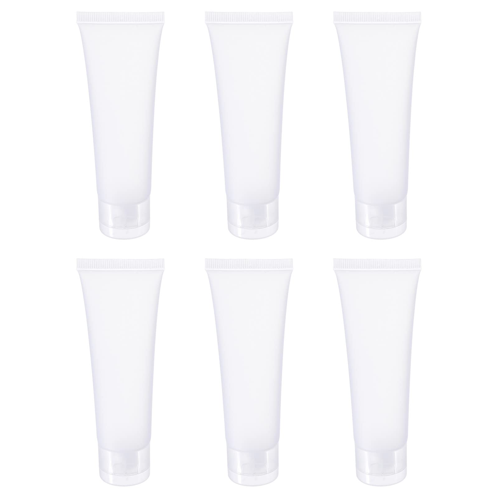PATIKIL 50ml Squeeze Tube, 6 Pack Empty Cosmetic Tubes Plastic with Flip Lid for Travel Household, Translucent Frosted