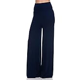 Superline Womens Solid Palazzo Pants Solid Modal Navy Large