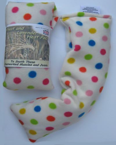 Wheat and Lavender Microwavable Heat Cushion/Warmer/Pack/Bag, for Neck and Body (White with Small Polka Dots Fleece) Click "Montek" to See Whole Range