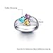 PaulaMax Jewelry Mothers Ring with 3 Birthstones – Custom Engraved Birthstone Ring for Women in Sterling Silver or White Gold – Personalized 3 Heart Birthstones, Sizes 5-12