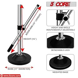 5 Core Desk Microphone Stand • Height and Angle