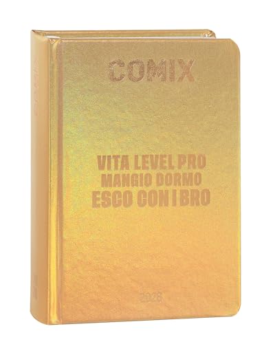 COMIX - Agenda diaria Mignon Plus de 16 meses, agenda escolar 2026-2026, con tapa dura, ideal para la escuela media y superior, 9 x 12,5 cm de altura, color dorado