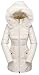 Beinia Valuker Women's Down Coat with Fur Hood 90D Parka Puffer Jacket 57-Creme-M