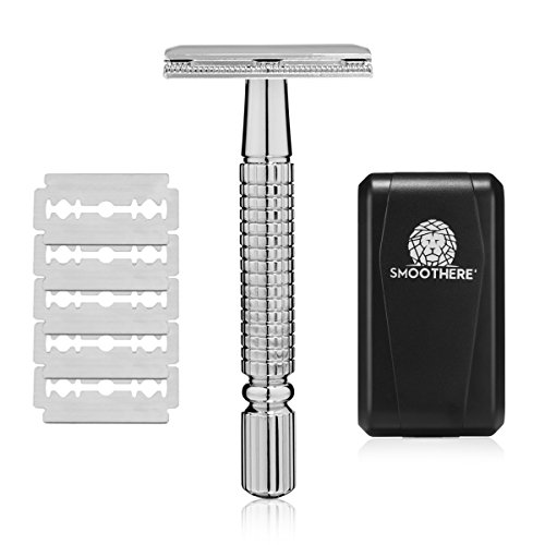 Smoothere Double Edge Safety Razor Kit for Men + 5 Premium Blades