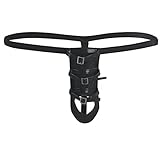YiZYiF Mens Strappy Bandage Open Butt G-string Thong with Penis Hole Black One Size