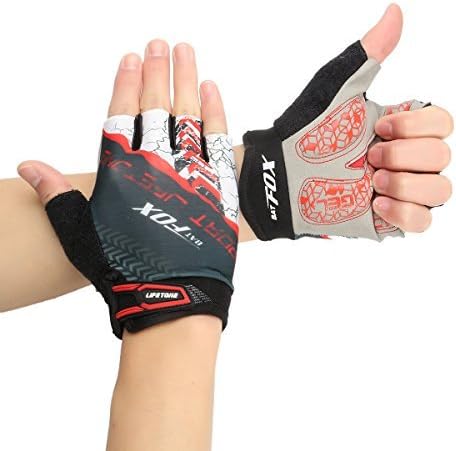 MIGICSHOW Cycling Gloves Mountain Bike Gloves Road Racing Bicycle Gloves Half Finger Gloves Breathable Reflective Silicone Gel Pad Anti-slip Shock-absorbing Men/Women Work Gloves Red L
