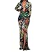 Elegant Floral Formal Dresses for Women Sexy Bodycon V Neck Cocktail Floor Length Prom Long Dress for Evening Party(Medium) Flower
