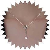 Aneneiceera Boho Y Lariat Necklace Gold Crystal Star Drop Choker Cz Star Pendant Simple Chain Jewelry For Women And Girls